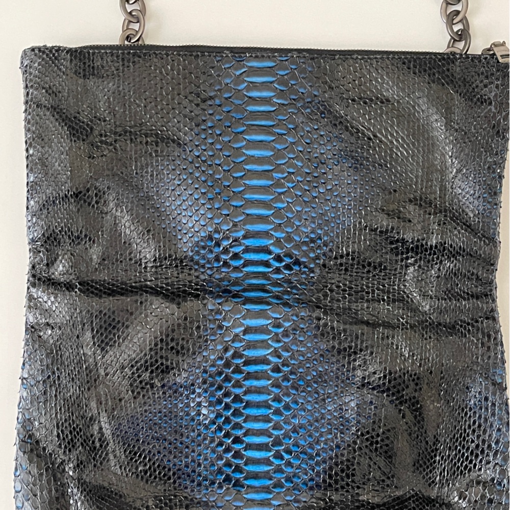 Anmale Black And Blue Python Snakeskin Leather - image 4